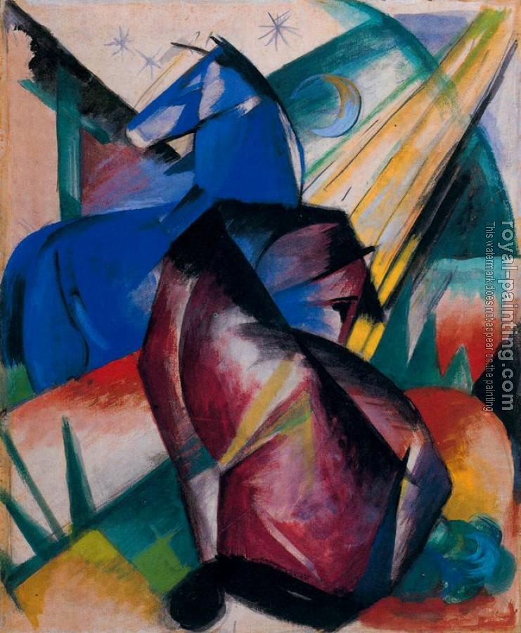 Franz Marc : Two Horses, Red and Blue